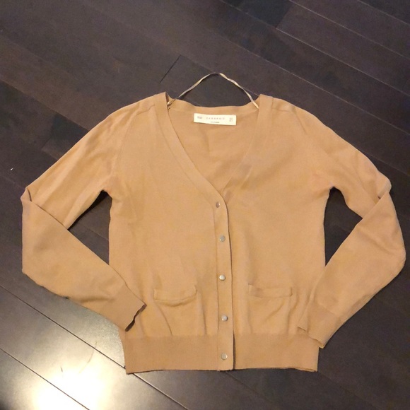 Zara Beige Knit Cardigan - Picture 1 of 8